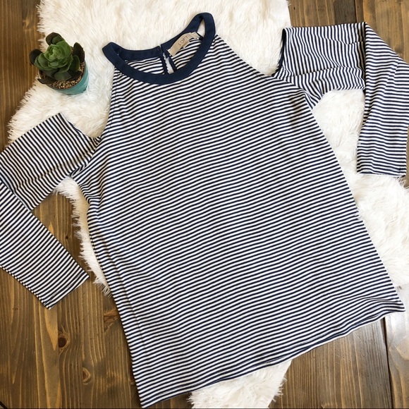 LOFT Tops - LOFT Striped Cold Shoulder Long Sleeve Tee Med
